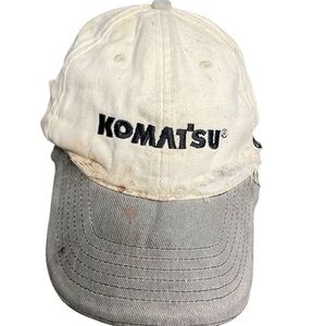 Rare Street Racing Brand Komatsu Tan and cream distressed trucker snapback cap